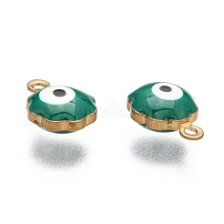 ゴールド調真鍮製エナメルチャーム  目で花  ミックスカラー  9x7x5mm  穴：1mm&nbsp;X-KK-Q571-05-M