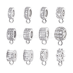 12 шт. 12 стиля латунных трубчатых дужек с микропаве из кубического циркония KK-PH0013-25