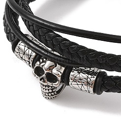Bracelets multibrins en cuir microfibre tressé&nbsp;BJEW-B096-08C