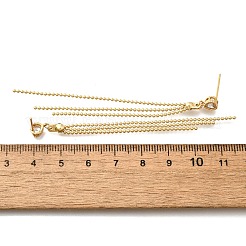 Серьги-гвоздики с кисточками из латуни в форме сердца EJEW-Z086-04G