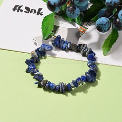 Braccialetti elasticizzati con perline di lapislazzuli naturali&nbsp;BJEW-JB05765-06