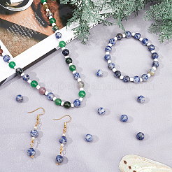 Perles de jaspe tache bleue naturelle&nbsp;G-AR0002-29