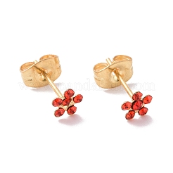 Boucles d'oreilles à tige en forme de fleur en strass avec épingles en acier inoxydable chirurgical 316L&nbsp;EJEW-P204-03G