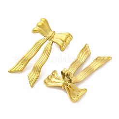 イオンプレーティング（IP）304ステンレススチールボウノウスタッドピアス  18KGP本金メッキ  28x18mm&nbsp;EJEW-D281-14G