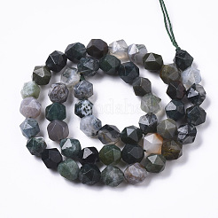 天然石インディアン瑪瑙ビーズ連売り  スターカットラウンドビーズ  多面カット  8mm  穴：1.2mm  約46個/連  15.16インチ（38.5cm）&nbsp;G-R465-31
