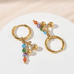 Boucles d'oreilles pendantes créoles en acier inoxydable 304 et strass&nbsp;EJEW-T059-02