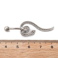 Сплав горный хрусталь змея изогнутая штанга кольца для живота AJEW-R007-03P-02