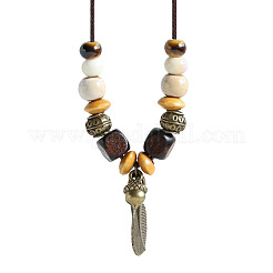 Ожерелья из вощеного шнура с подвеской из сплава FS-WGBC2DA-01