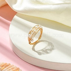 Кольцо на палец с бусинами из ракушечного жемчуга RJEW-TA00085