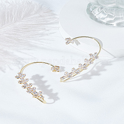 1 шт. серьги-каффы из листового сплава с прозрачным кубическим цирконием&nbsp;EJEW-LP0007-022G