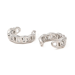 Orecchini a polsino ovali in ottone placcato a cremagliera con zirconi&nbsp;EJEW-D069-08P