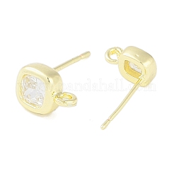 Фурнитура для серег-гвоздиков из латуни с паве из прозрачного кубического циркония KK-F875-01G