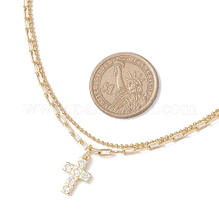 Ожерелья-крестики из латуни с прозрачным фианитом и прозрачным фианитом NJEW-JN05381