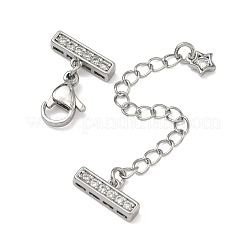 Rallonge de chaîne gourmette en laiton micro-pavé de zircone cubique transparente&nbsp;KK-G556-08P-01