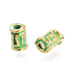 合金ビーズ  コラム  黄金＆緑青  5.5x3.5mm  穴：1.4mm&nbsp;PALLOY-I181-055GGP