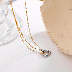 Collares con colgante de corazón de acero inoxidable 304 bicolor para mujer&nbsp;FS-WGDA821-01