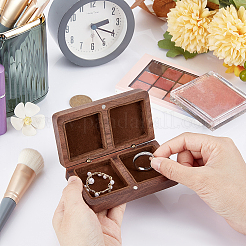 Магнитные коробки для хранения украшений из черного ореха с 2 слотом CON-WH0095-09C