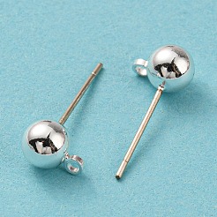 真鍮製スタッドピアスパーツ  シルバーピン925本付き  長持ちメッキ  カドミウムフリー＆鉛フリー  銀  7x5mm  穴：1.2mm  ピン：0.6mm&nbsp;FIND-R144-13C-S