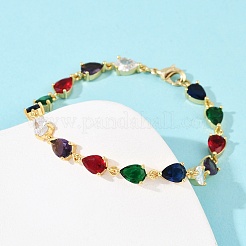 Латунь микро проложить кубического циркония браслеты ссылку BJEW-Z138-01G