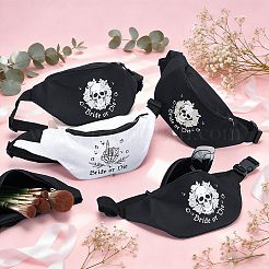 11 riñonera negra de tela con estampado de calavera y 1 riñoneras blancas.&nbsp;AJEW-WH0485-15