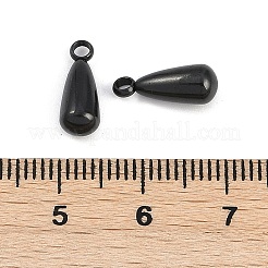 イオンプレーティング（IP）304ステンレスペンダント  ティアドロップチャーム  ブラック  13x5mm  穴：2mm&nbsp;STAS-K252-03EB