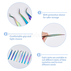 8 шт. 8 стиля 430 нержавеющая сталь пинцет-зажим для ресниц TOOL-FH0001-57