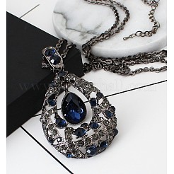 Длинные ожерелья из легированной стали со слезоточивым эффектом и синим стеклом для женщин FS-WGBF360-02