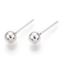 スターリングシルバー ラウンド ボール スタッド イヤリング 925 個  銀  5mm  ピン：0.8mm&nbsp;STER-T005-01F