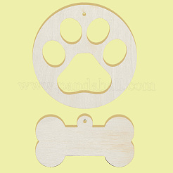 2 kit de grands pendentifs en bois vierges non finis&nbsp;WOOD-CP0001-16
