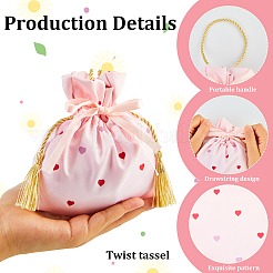 Мешки для хранения из ткани с принтом в виде сердца и затягивающимся шнурком ABAG-WH20010-20C-02