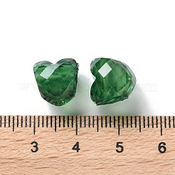 レジンヨーロピアンビーズ  ファセットピーチハートラージホールビーズ  グリーン  10.5x10.5x10.5mm  穴：5mm&nbsp;RESI-M001-04D