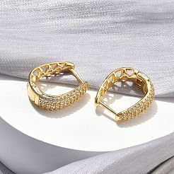 Boucles d'oreilles créoles en laiton zircon cubique micro pavé&nbsp;EJEW-C182-07E-G