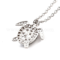 Ожерелье с подвеской в виде морских черепах с аквамарином и стразами для женщин NJEW-I113-02P