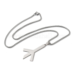 Ожерелье с подвеской из нержавеющей стали 201 с символом руны смерти&nbsp;LS-NJEW-H065-18P