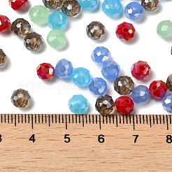 ガラスビーズ  多面カット  ロンデル  ライトスチールブルー  6x5mm  穴：1mm  約280個/60g&nbsp;EGLA-A034-SM6mm-49