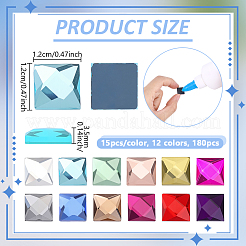 180 шт. 12-цветные стеклянные стразы-кабошоны с плоской задней частью&nbsp;GLAA-PH0003-76