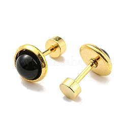 12 пара двухцветных плоских круглых прямых серег-гвоздиков из смолы в форме штанги AJEW-C032-01G