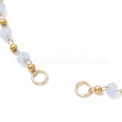 Изготовление браслета-цепочки ручной работы из нержавеющей стали 304 и граненых стеклянных бусин-ронделей&nbsp;AJEW-JB01476-02