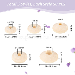 250 шт. 5 стиля необработанных деревянных бусин-ронделей WOOD-PH0002-95