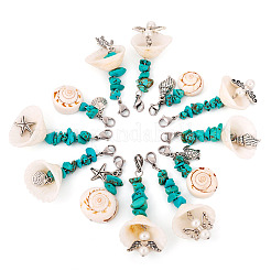 Подвеска из ракушек и синтетической бирюзы deocration&nbsp;HJEW-TAC0057