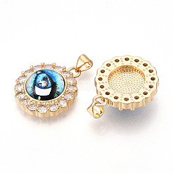 Латунные подвески с микропаве из прозрачных кубических цирконий для женщин&nbsp;KK-T070-92A-04