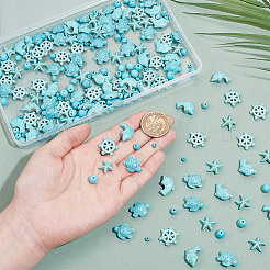 210шт 7 стиля синтетические бирюзовые бусины G-NB0005-44