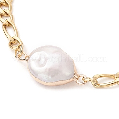 Браслеты из нержавеющей стали 304 с натуральным жемчугом Кеши BJEW-JB12156