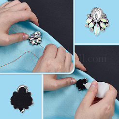 Accessori decorativi da cucire con ricami di strass in vetro&nbsp;PATC-WH0021-070B