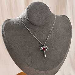 Латунные кубические цирконии ожерелья с подвеской в виде крылатого креста для женщин NJEW-C067-07P-01