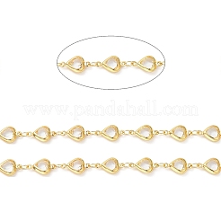 Цепочка из латуни со стеклянным звеном ручной работы в форме сердца CHC-M024-04G-03