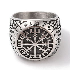 Viking 304 нержавеющая сталь vegvisir широкие кольца для мужчин&nbsp;RJEW-U005-21A-03