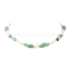 Браслеты и ожерелья из натуральных зеленых бусин с авантюрином SJEW-JS01357-04