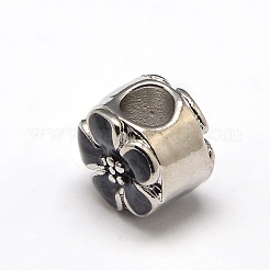 Плоский круглый платиновый платин с эмалью из цветочного сплава цветок сливы европейский бисер ENAM-N034-M