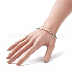 女性用ナチュラルパール＆ガラスシードビーズストレッチブレスレット  ミックスカラー  内径：2インチ（5.2cm）&nbsp;BJEW-JB09167